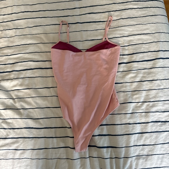 Free People Pink and Burgundy Bodysuit - Picture 1 of 3